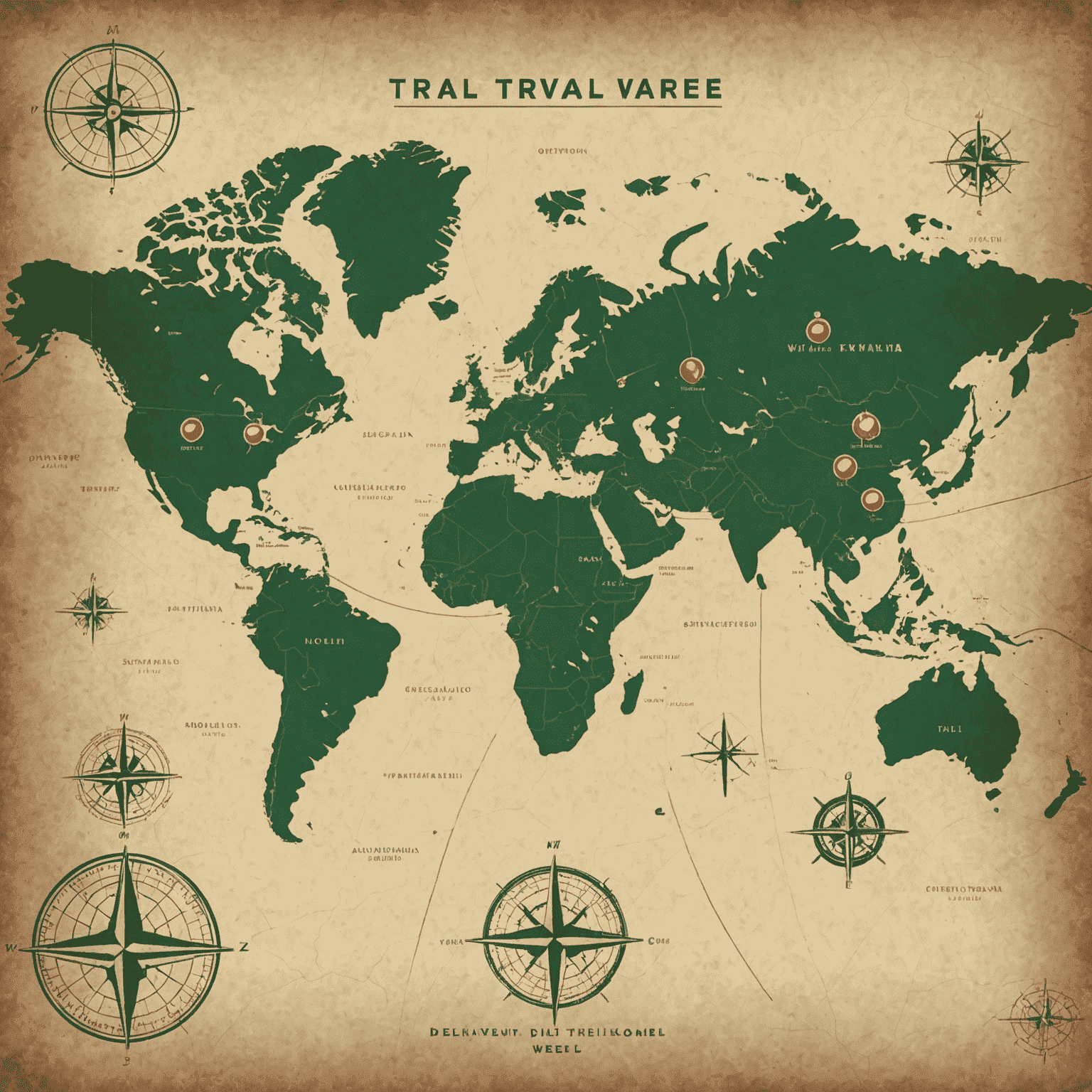 A world map with various pins indicating different travel advisory levels. The map is styled in earthy tones of beige and green, with Kwemta's logo subtly placed in the corner. The image conveys a sense of global awareness and travel safety.